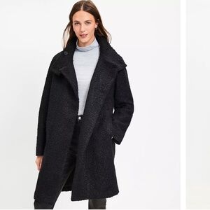 Deep emerald LOFT Curly Funnel Neck Coat Green Size L, New with tags